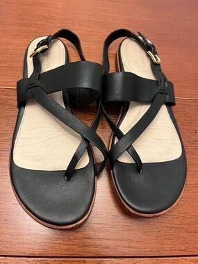 Cole Haan Anica Black Leather Strappy Slingback Sandals Sz 8.5